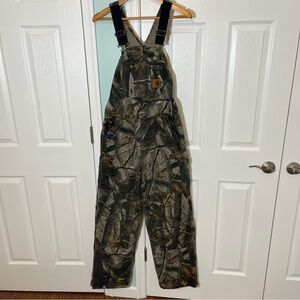Vintage CARHARTT Camo Duck Bib Overalls Quilt Lined 32 x 32 R43 Double Knee